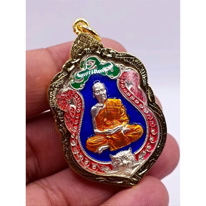 Luang Por Phat Amulet Silver Plated Enamel