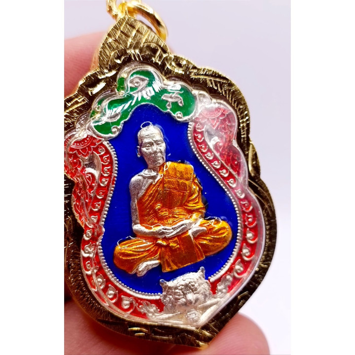 Luang Por Phat Amulet Silver Plated Enamel