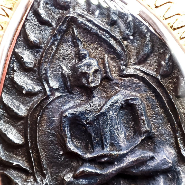 Jao Sua Luang Pu Boon Copper Amulet with Gold Frame