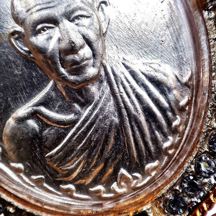 Luang Por Kasem Kemko 2517 Coin Amulet Silver Plated