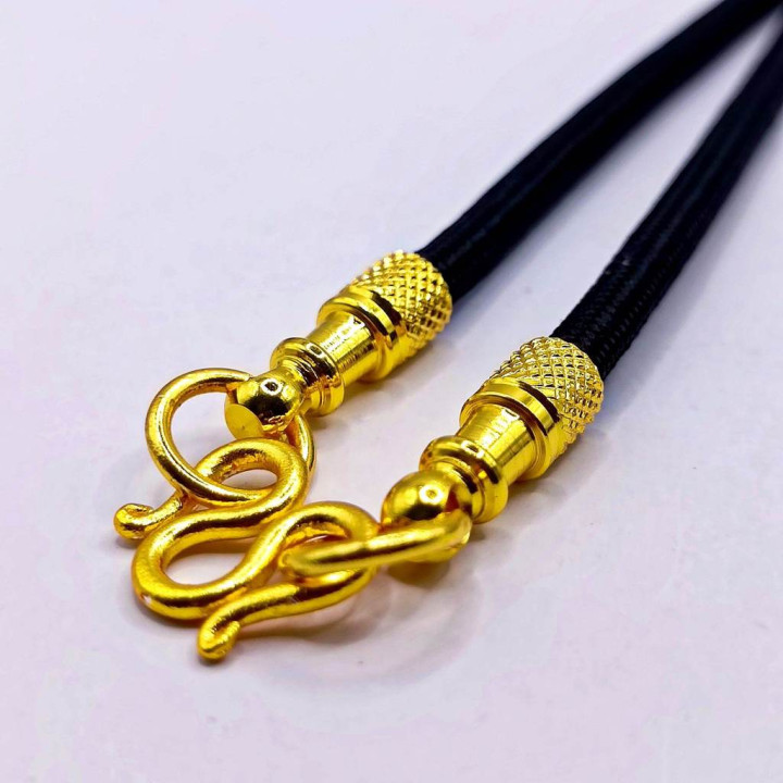 Adjustable Rope Necklace with Gold Plated Amulet