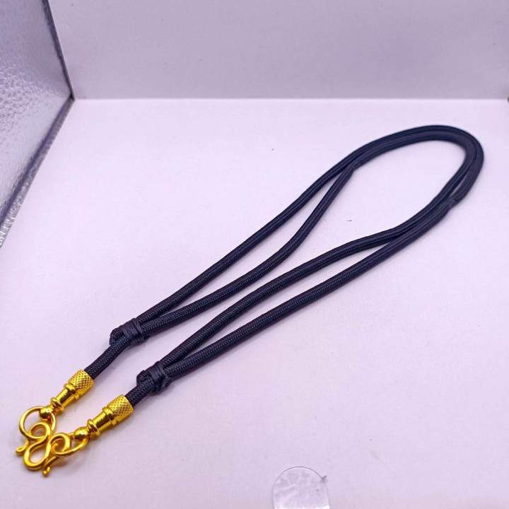 Adjustable Rope Necklace with Gold Plated Amulet