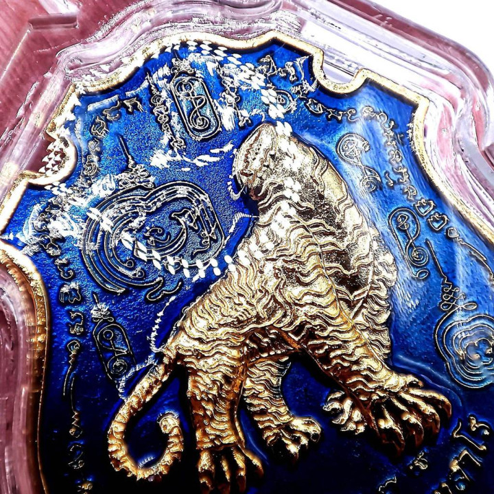 Tiger Headless Luang Por Chan Gold Plated Amulet