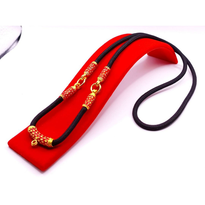 Thai Amulet Necklace Red Enamel Gold Plated