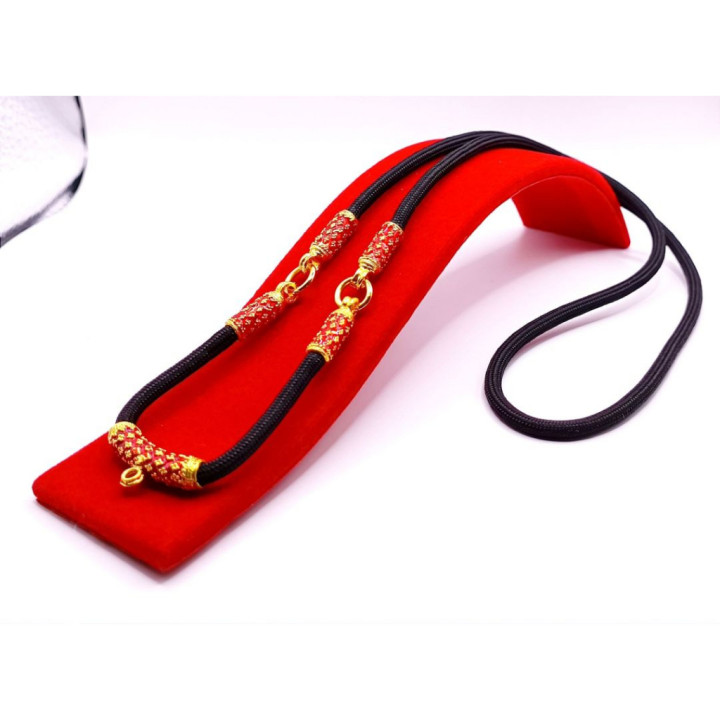 Thai Amulet Necklace Red Enamel Gold Plated