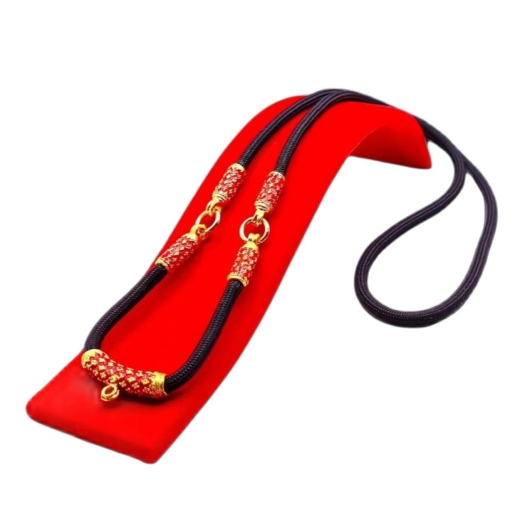 Thai Amulet Necklace Red Enamel Gold Plated