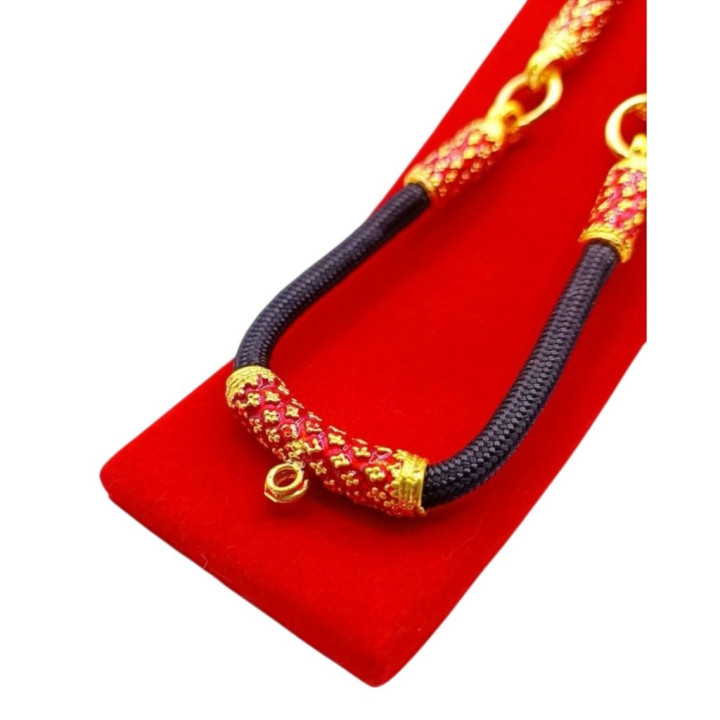 Thai Amulet Necklace Red Enamel Gold Plated