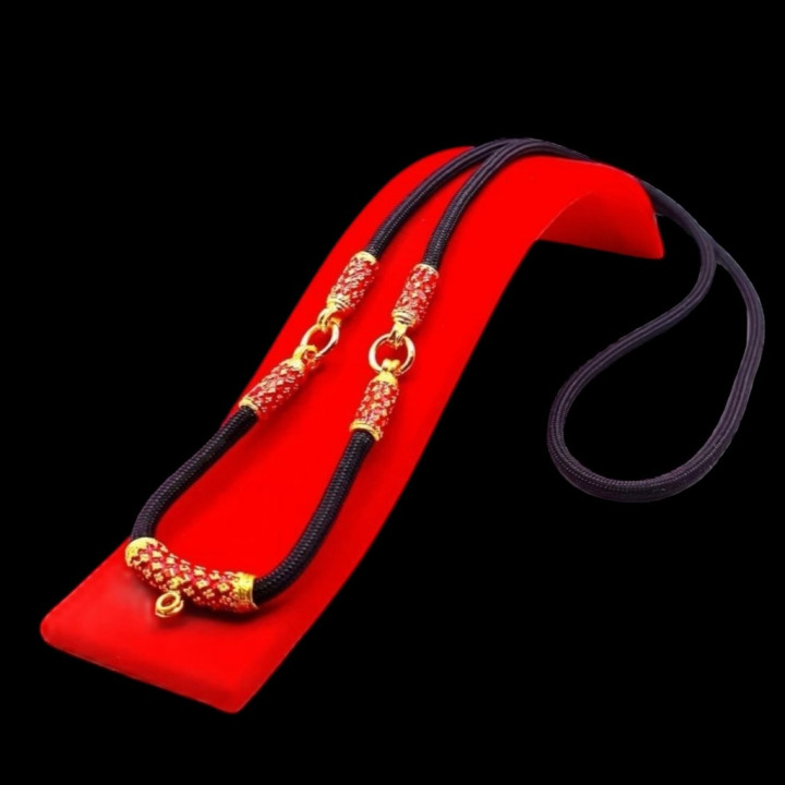 Thai Amulet Necklace Red Enamel Gold Plated