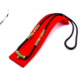 Men's Thai Amulet Necklace Gold Plated Green Enamel