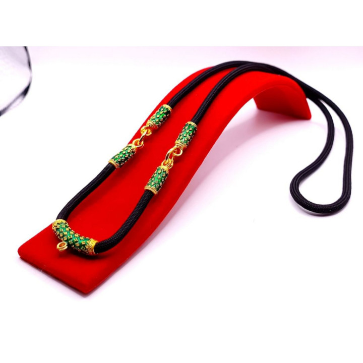 Men's Thai Amulet Necklace Gold Plated Green Enamel