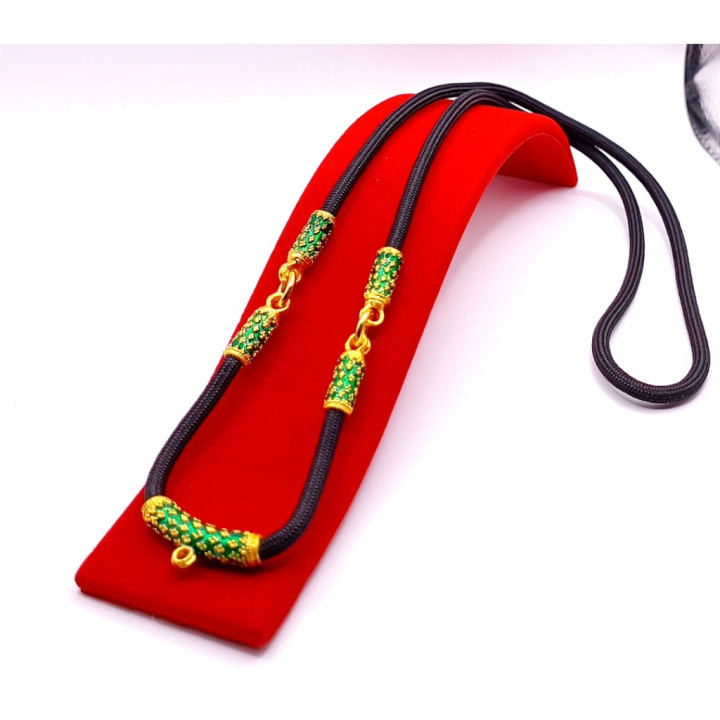 Men's Thai Amulet Necklace Gold Plated Green Enamel