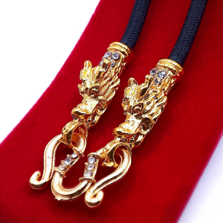 Dragon Head 24K Gold Plated Rope Necklace Amulet