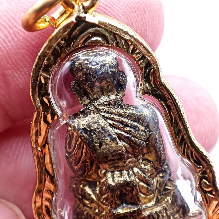 Luang Pu Thuat Gold Plated Amulet Pendant