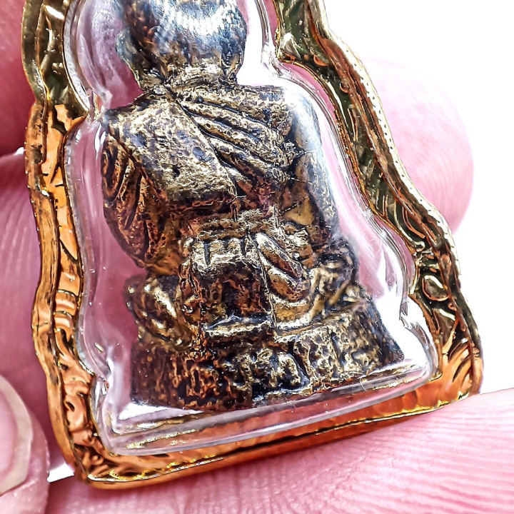 Luang Pu Thuat Gold Plated Amulet Pendant
