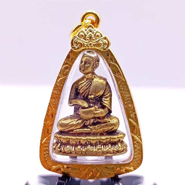 Phra Upakut Brass Amulet Pendant Gold Plated