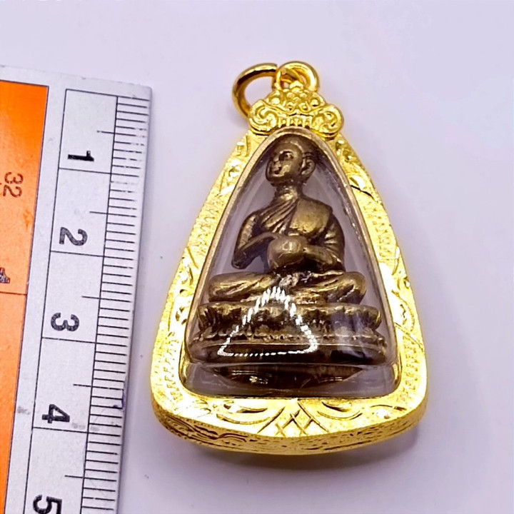Phra Upakut Brass Amulet Pendant Gold Plated