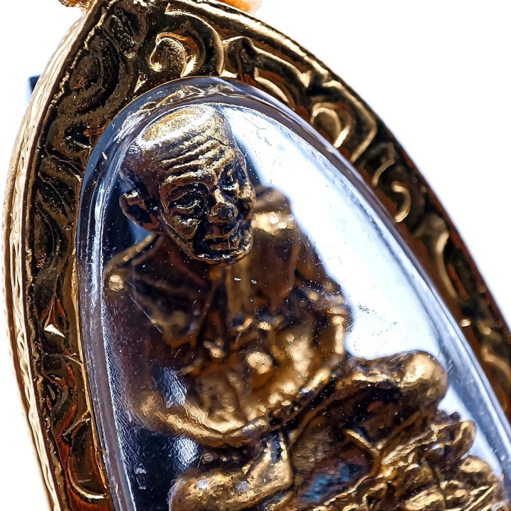 Luang Pu Thuat Gold Plated Amulet Pendant
