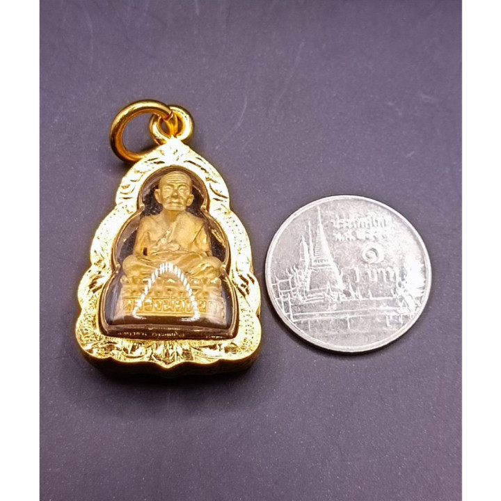 Luang Pu Thuat Wat Chang Hai Gold Plated Amulet