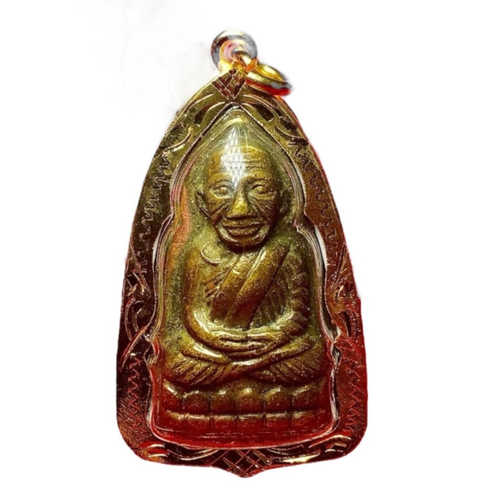Luang Pu Thuat Brass Amulet Gold Plated Pendant