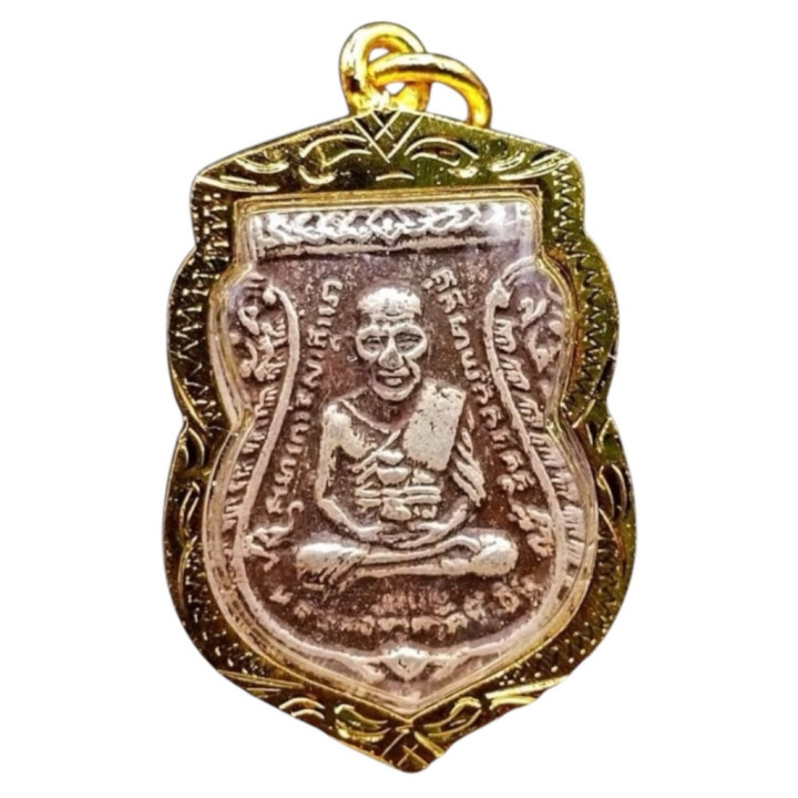Luang Pu Thuat Amulet Pendant Gold Plated Frame