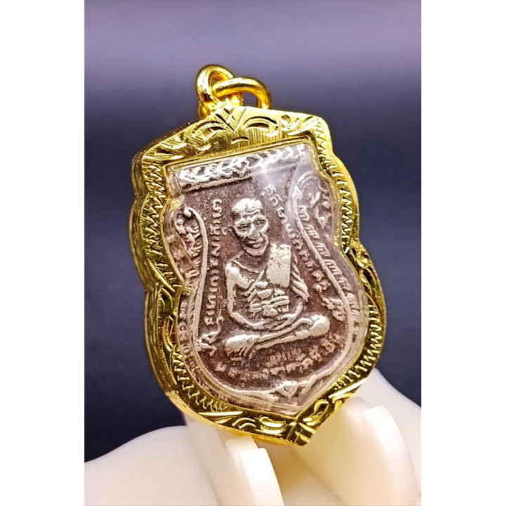 Luang Pu Thuat Amulet Pendant Gold Plated Frame