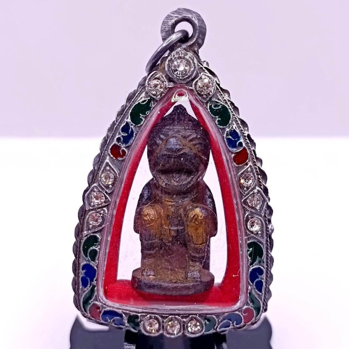 Hanuman Luang Por Sun Amulet with Diamond Frame