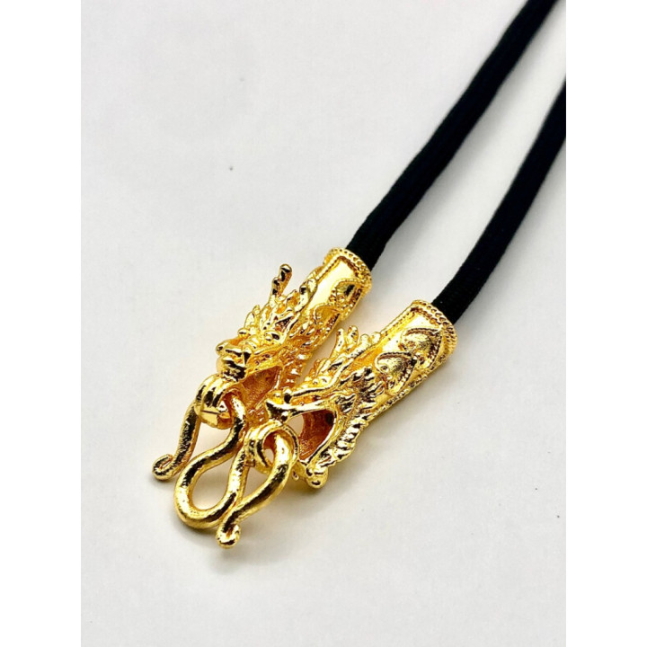 Dragon Head Gold Plated Rope Amulet Necklace
