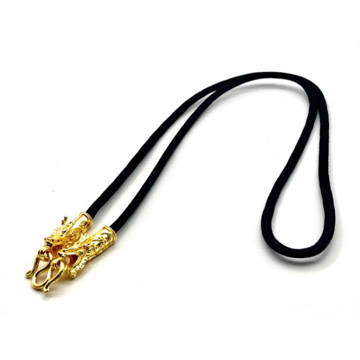 Dragon Head Gold Plated Rope Amulet Necklace