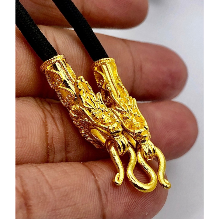 Dragon Head Gold Plated Rope Amulet Necklace