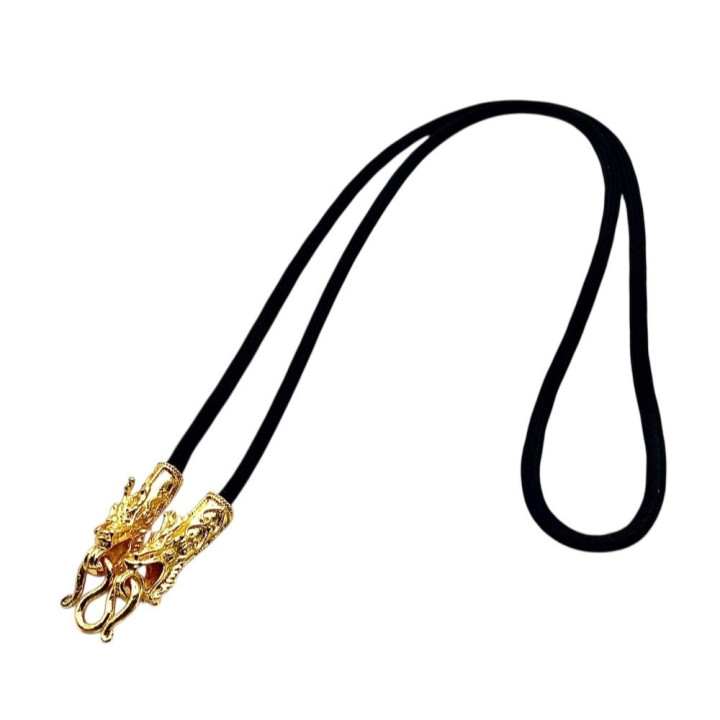 Dragon Head Gold Plated Rope Amulet Necklace