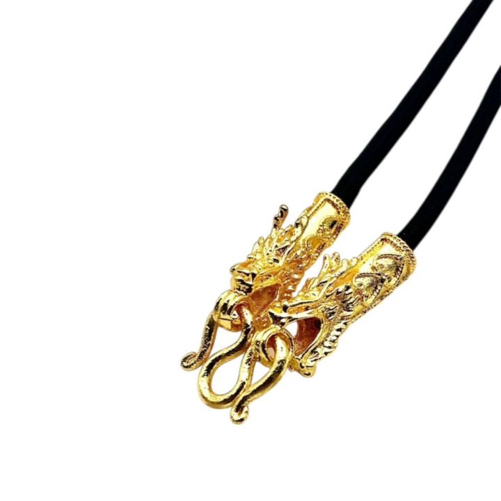Dragon Head Gold Plated Rope Amulet Necklace