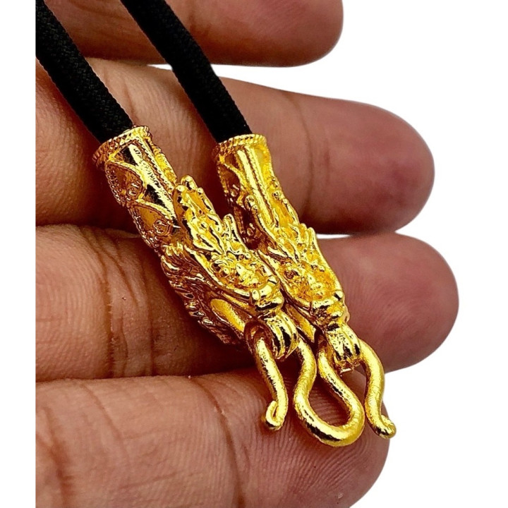 Dragon Head Gold Plated Rope Amulet Necklace