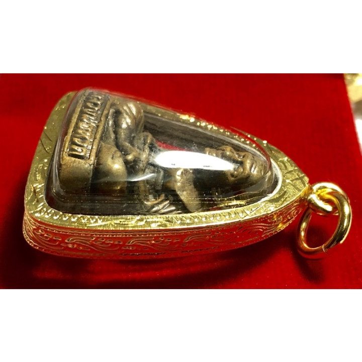 Luang Pu Thuat Brass Amulet Pendant Gold Plated