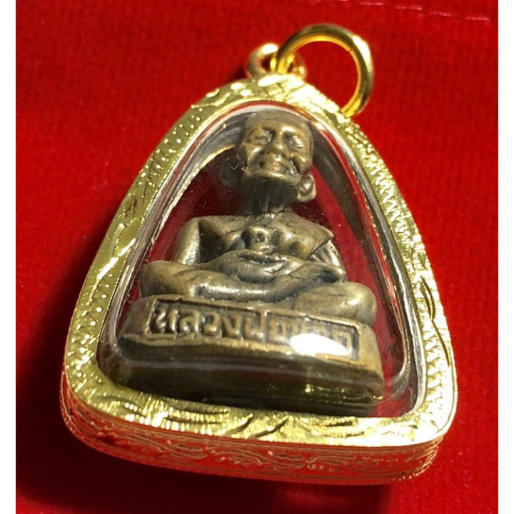 Luang Pu Thuat Brass Amulet Pendant Gold Plated