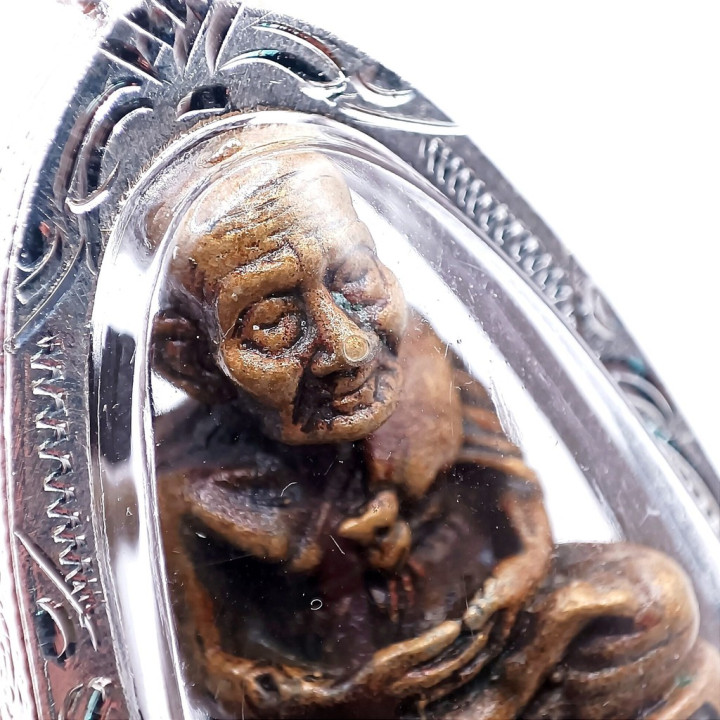 Luang Pu Thuat Wat Chang Hai Brass Amulet Pendant