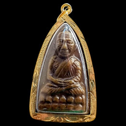 Luang Pu Thuat Brass Amulet Gold Plated Case