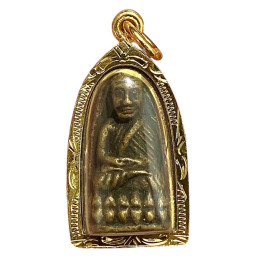 Luang Pu Thuat Brass Amulet Micron Gold Plated