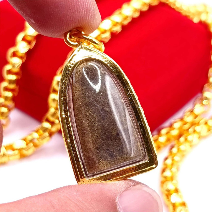 Luang Pu Thuat Brass Amulet Micron Gold Plated
