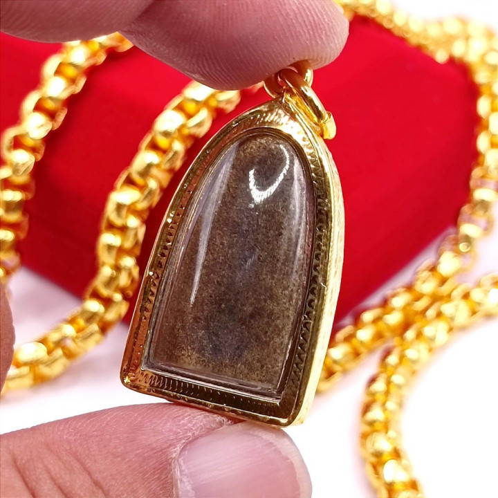 Luang Pu Thuat Brass Amulet Micron Gold Plated