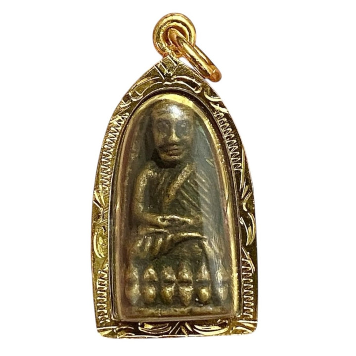 Luang Pu Thuat Brass Amulet Micron Gold Plated