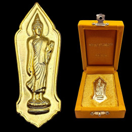 Walking Buddha Amulet Pendant Gold Plated Tin