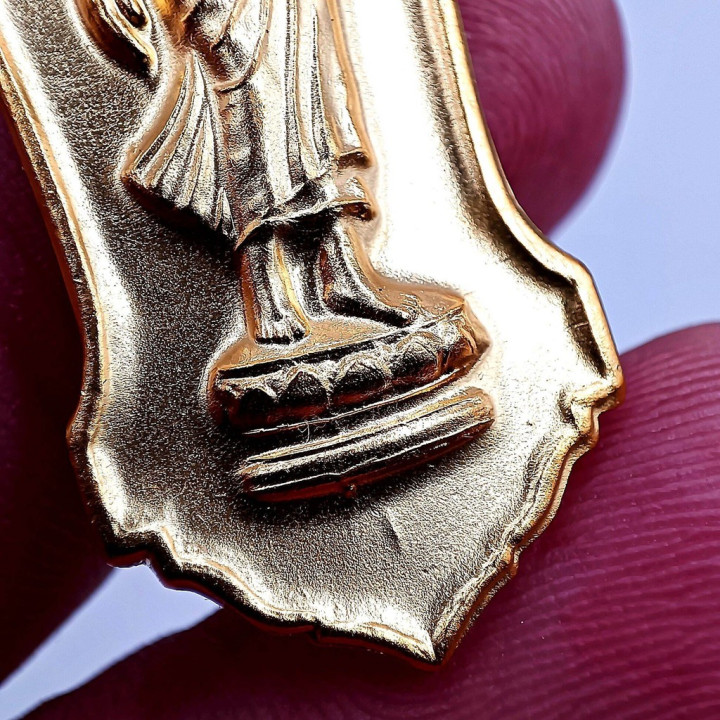 Walking Buddha Amulet Pendant Gold Plated Tin