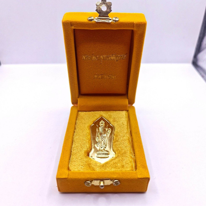 Walking Buddha Amulet Pendant Gold Plated Tin