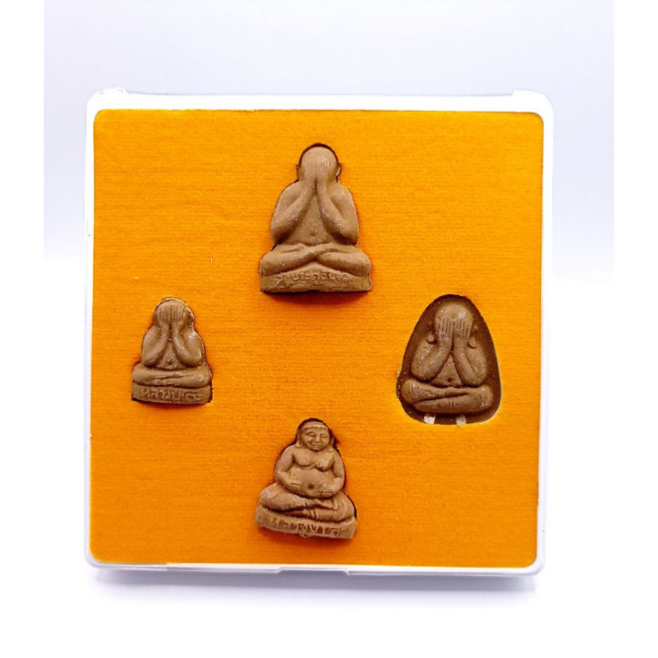 Set of 4 Phra Pidta Luang Pu Toh Amulets BE 2521